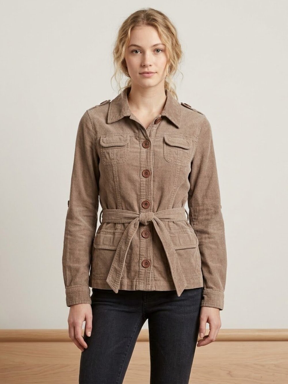 Daytrip Brown Utility Jacket with Belted Waist Size S